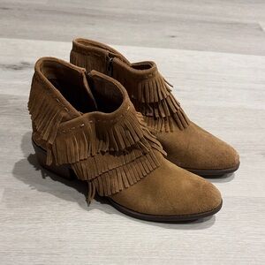 naughty monkey Tan Suede Fringe Ankle Booties